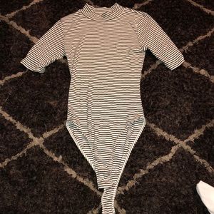 White stripped body suit